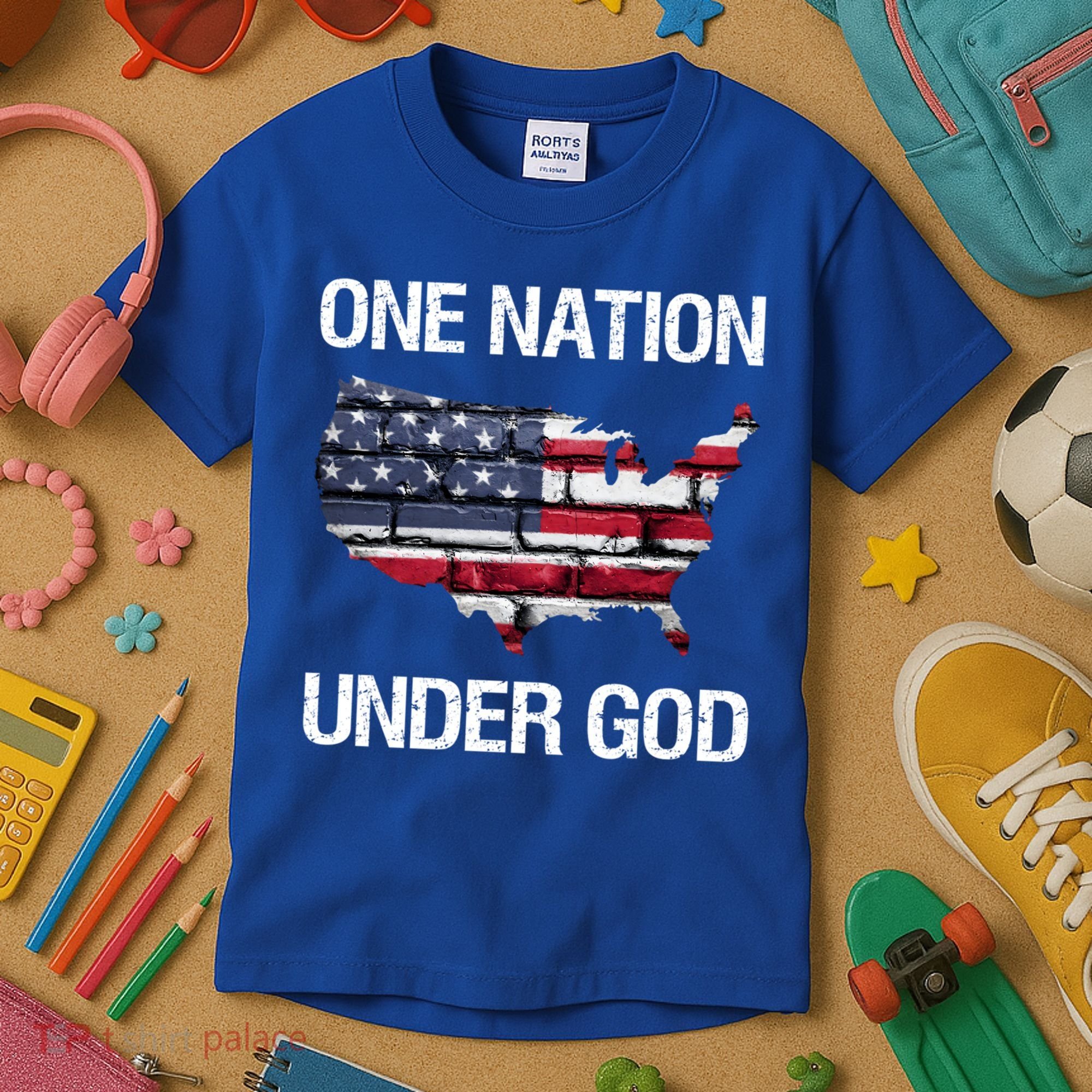 One Nation Under God American Flag Gift Kids T-Shirt