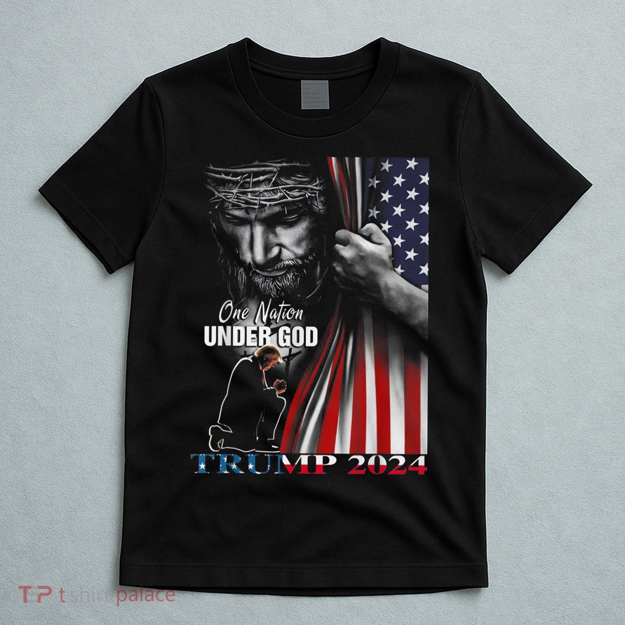 One Nation Under God Trump 2024 God American Flag T-Shirt