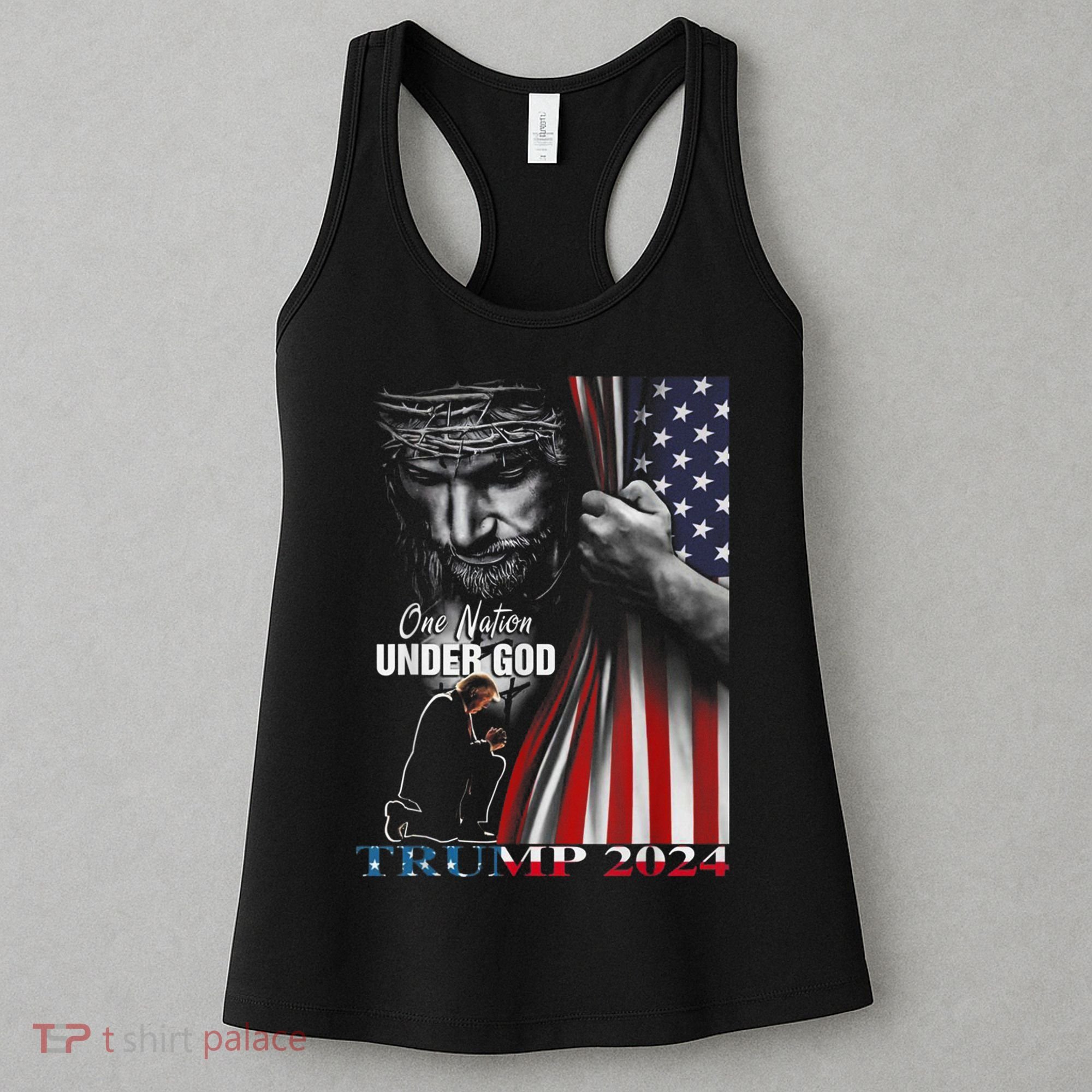 One Nation Under God Trump 2024 God American Flag Women's Tank Top