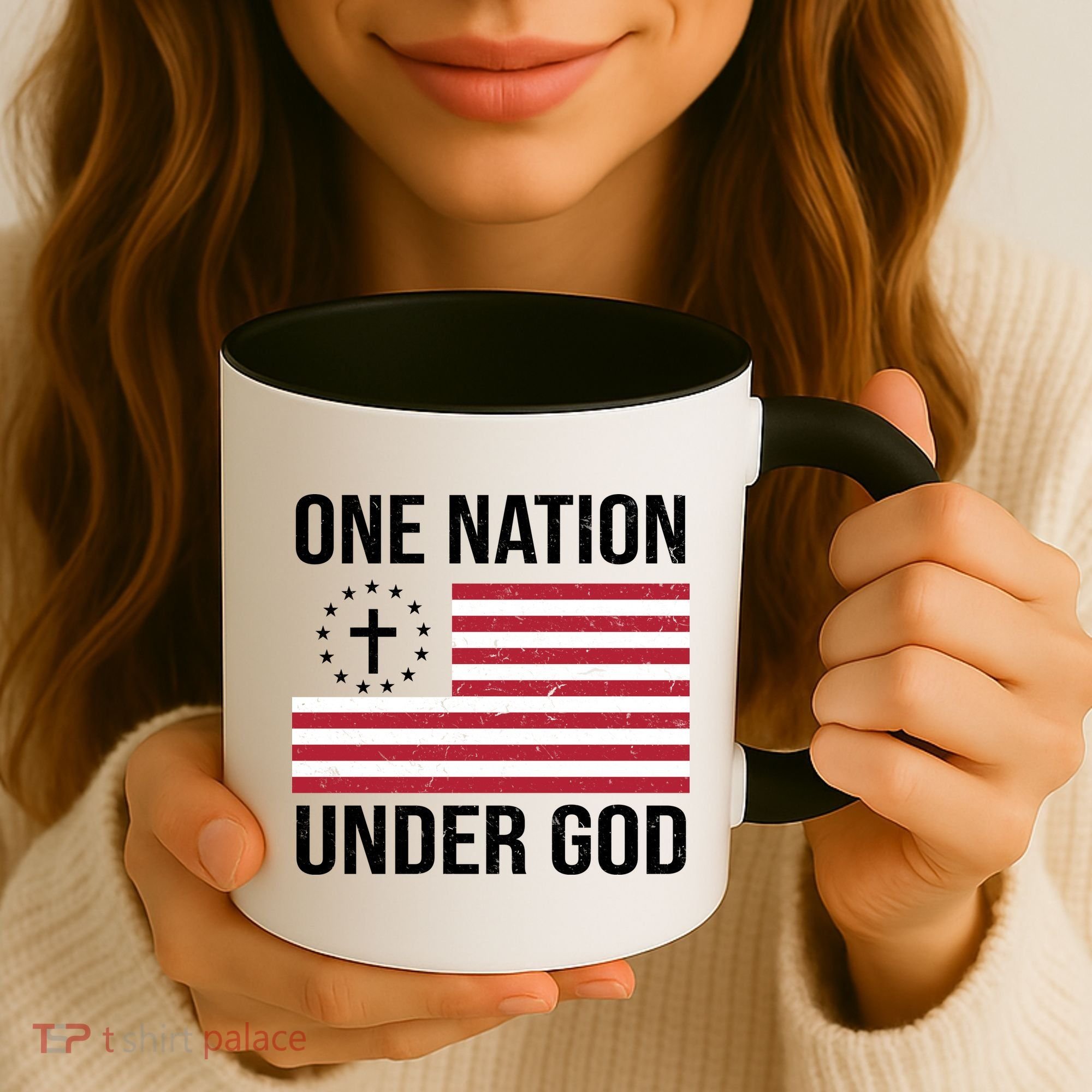 One Nation Under God American Christian Flag Coffee Mug