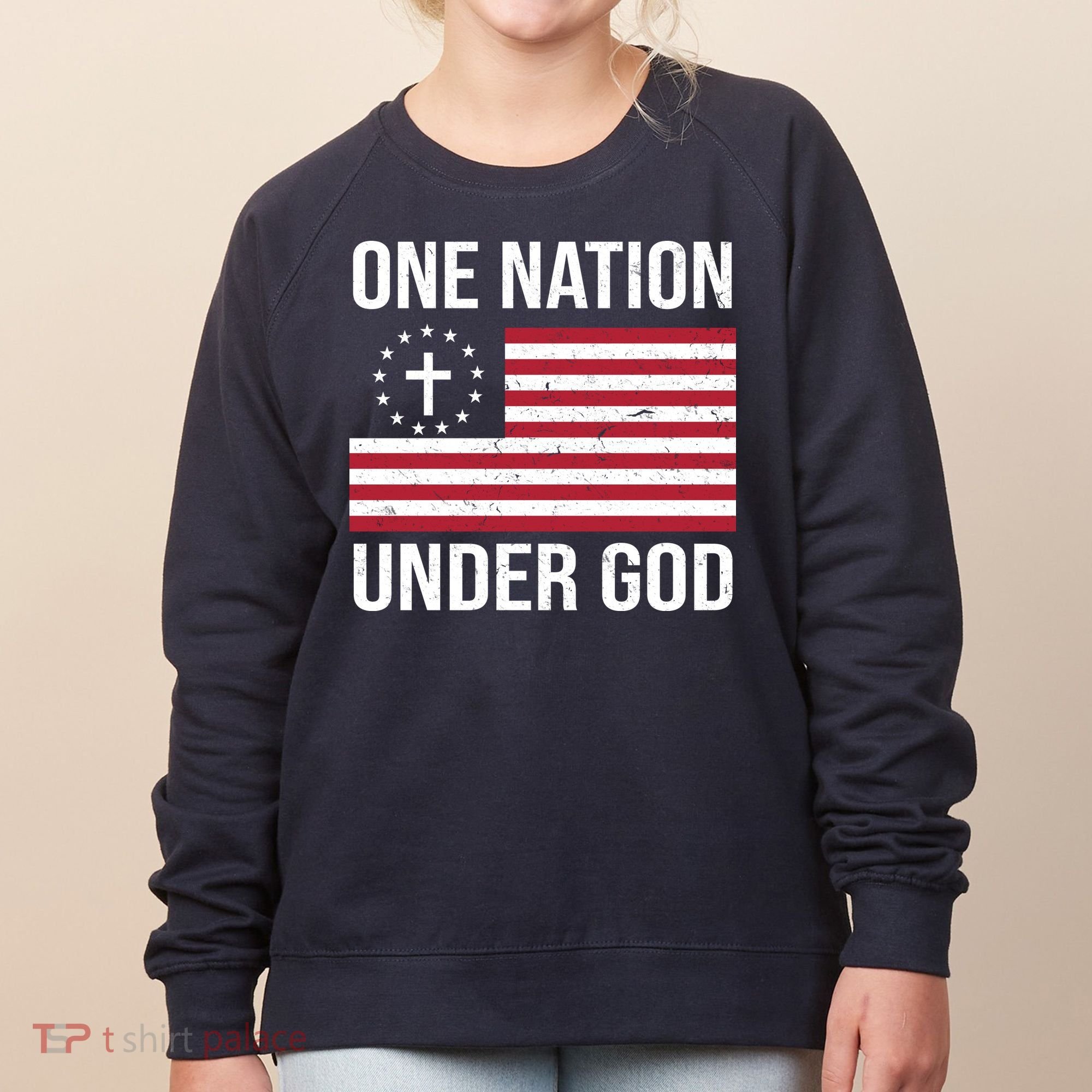One Nation Under God American Christian Flag Women's Sweatshirt
