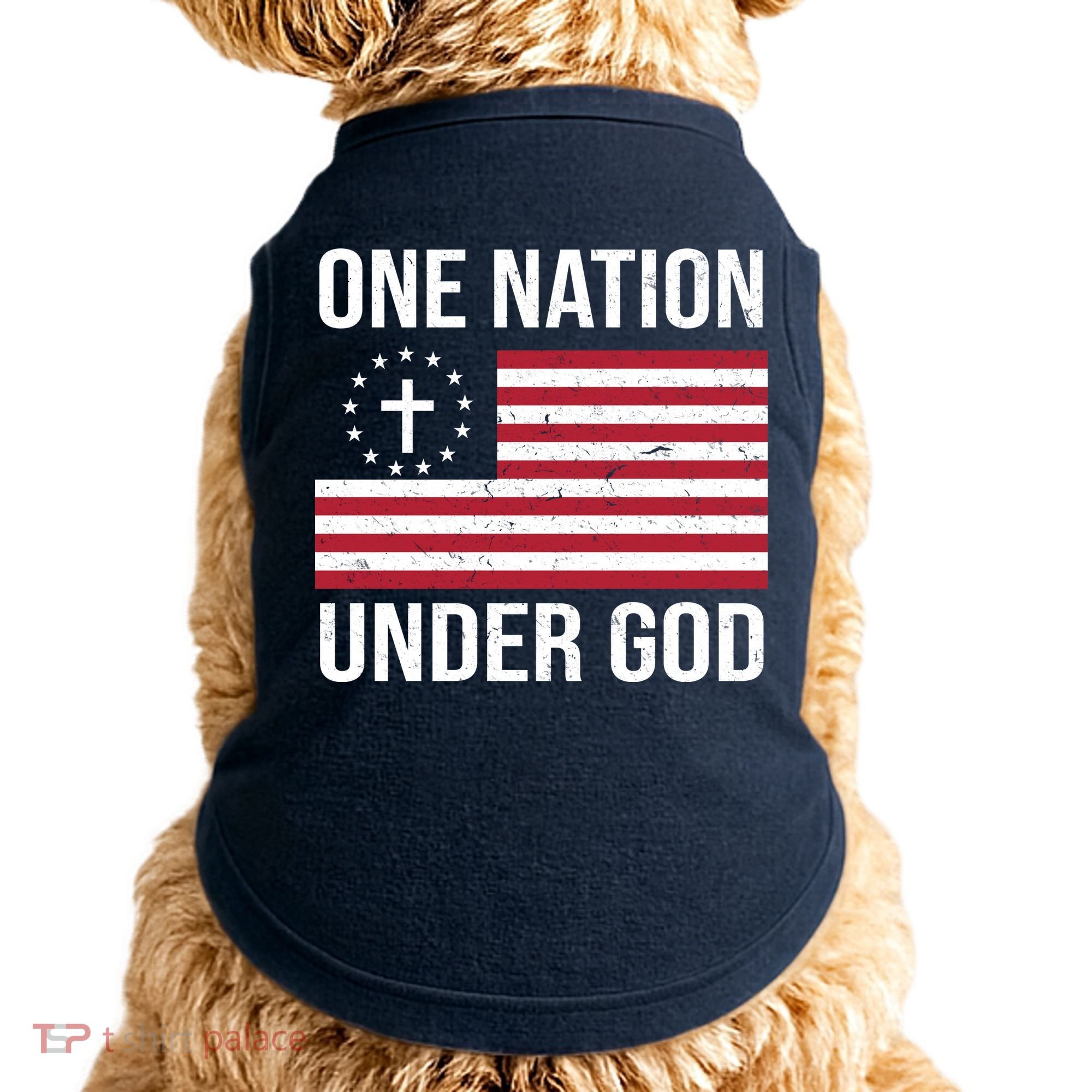 One Nation Under God American Christian Flag Doggie Tank