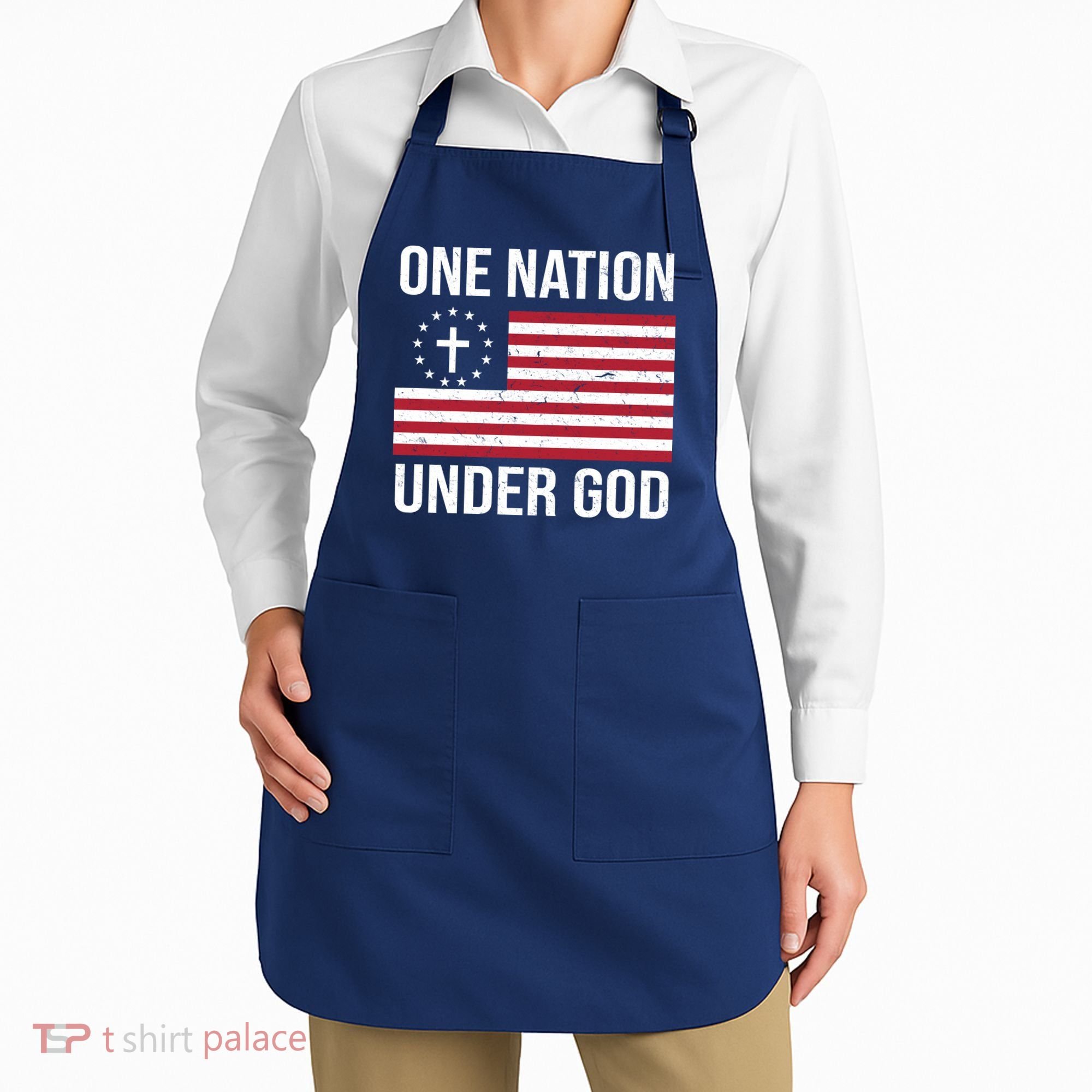One Nation Under God American Christian Flag Apron