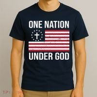 One Nation Under God American Christian Flag T-Shirt thumb 3
