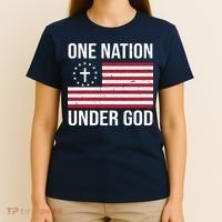 One Nation Under God American Christian Flag T-Shirt thumb 4