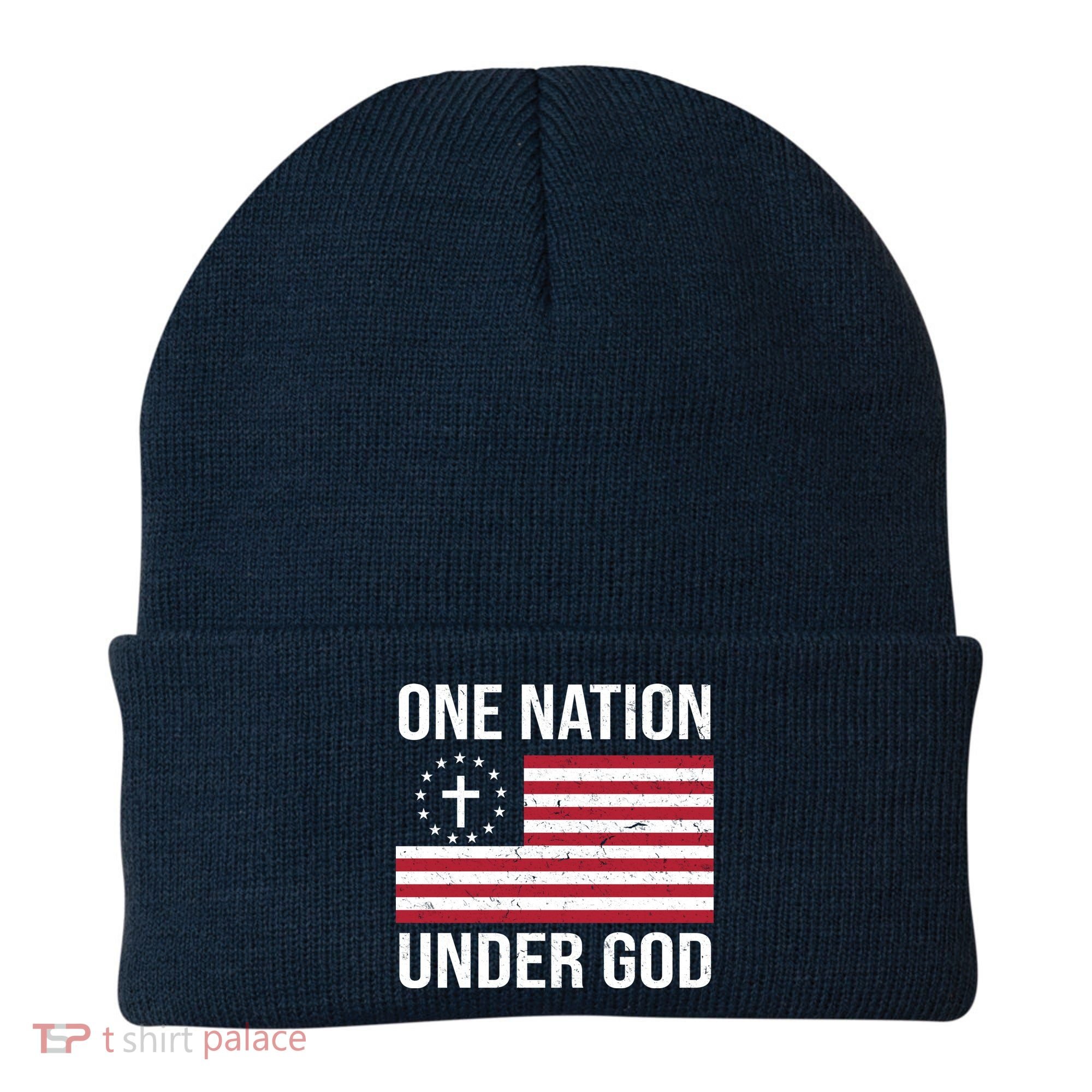One Nation Under God American Christian Flag Beanie