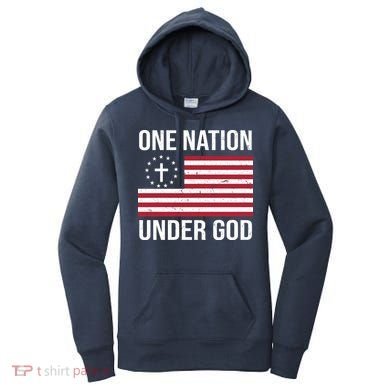 One Nation Under God American Christian Flag Women's Hoodie