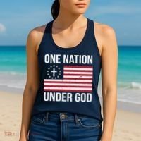 One Nation Under God American Christian Flag Women's Tank Top thumb 2