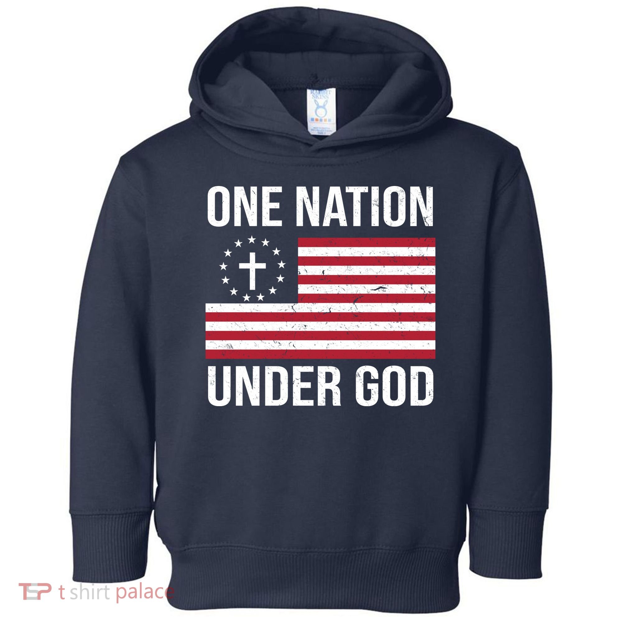 One Nation Under God American Christian Flag Toddler Hoodie