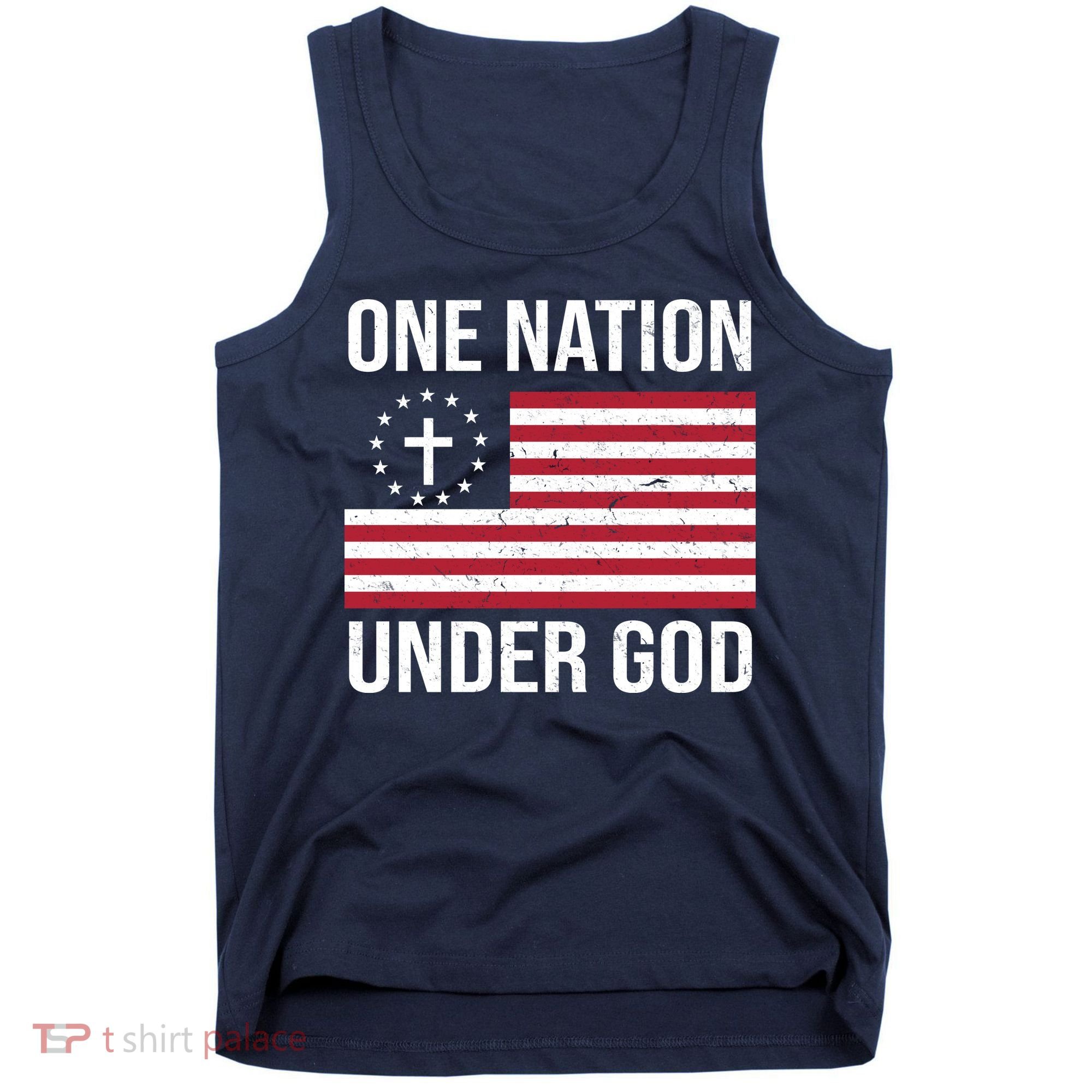 One Nation Under God American Christian Flag Tank Top