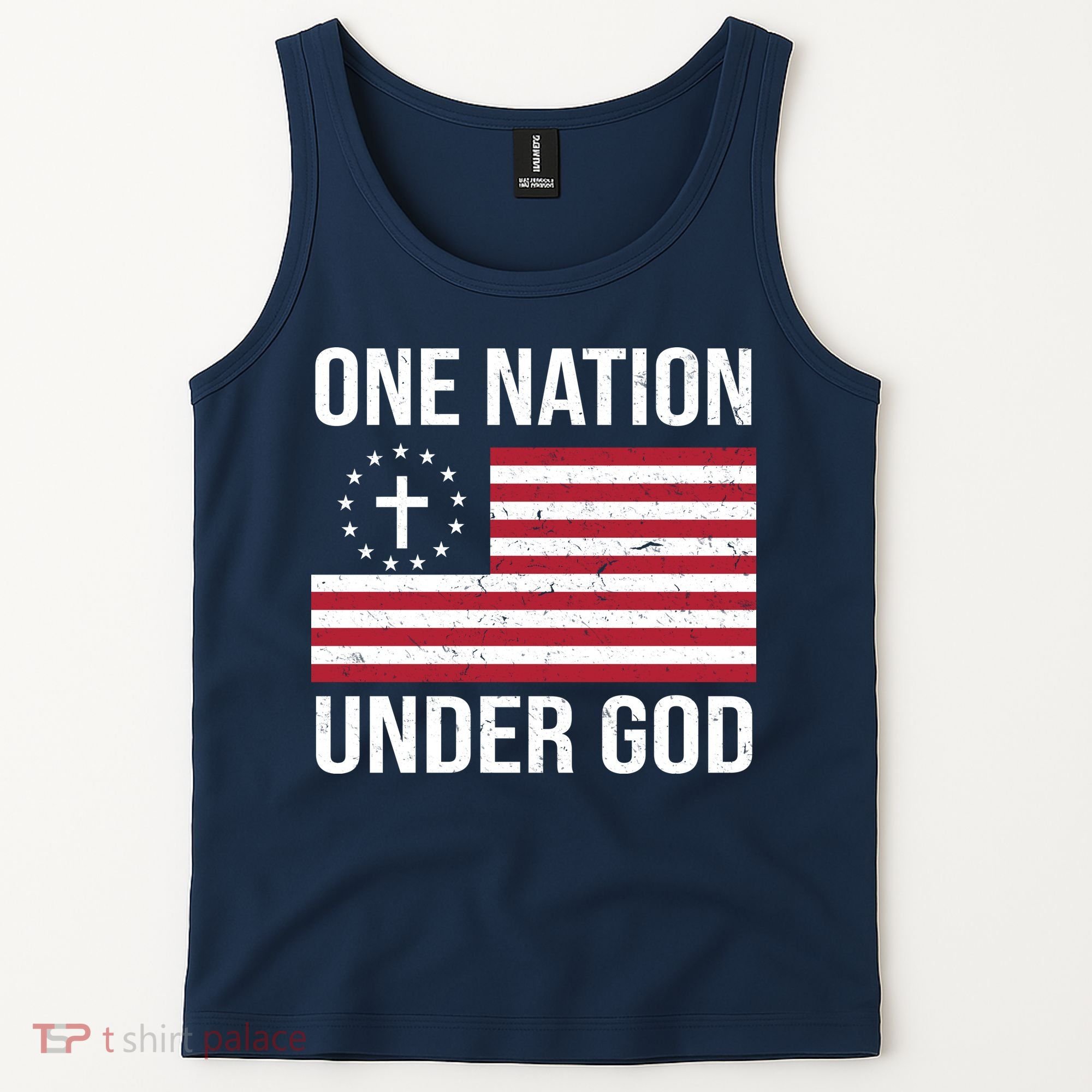 One Nation Under God American Christian Flag Tank Top
