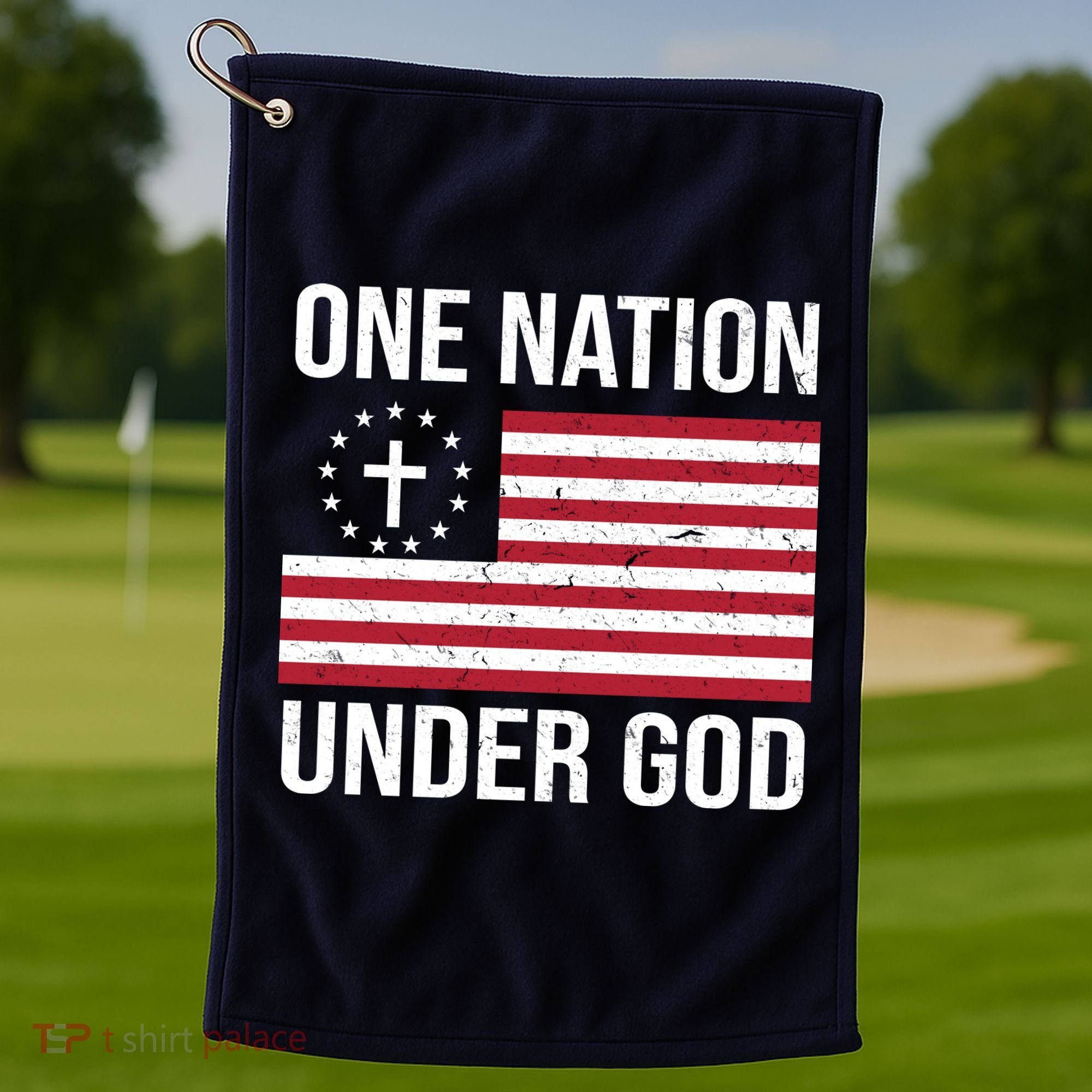 One Nation Under God American Christian Flag Golf Towel
