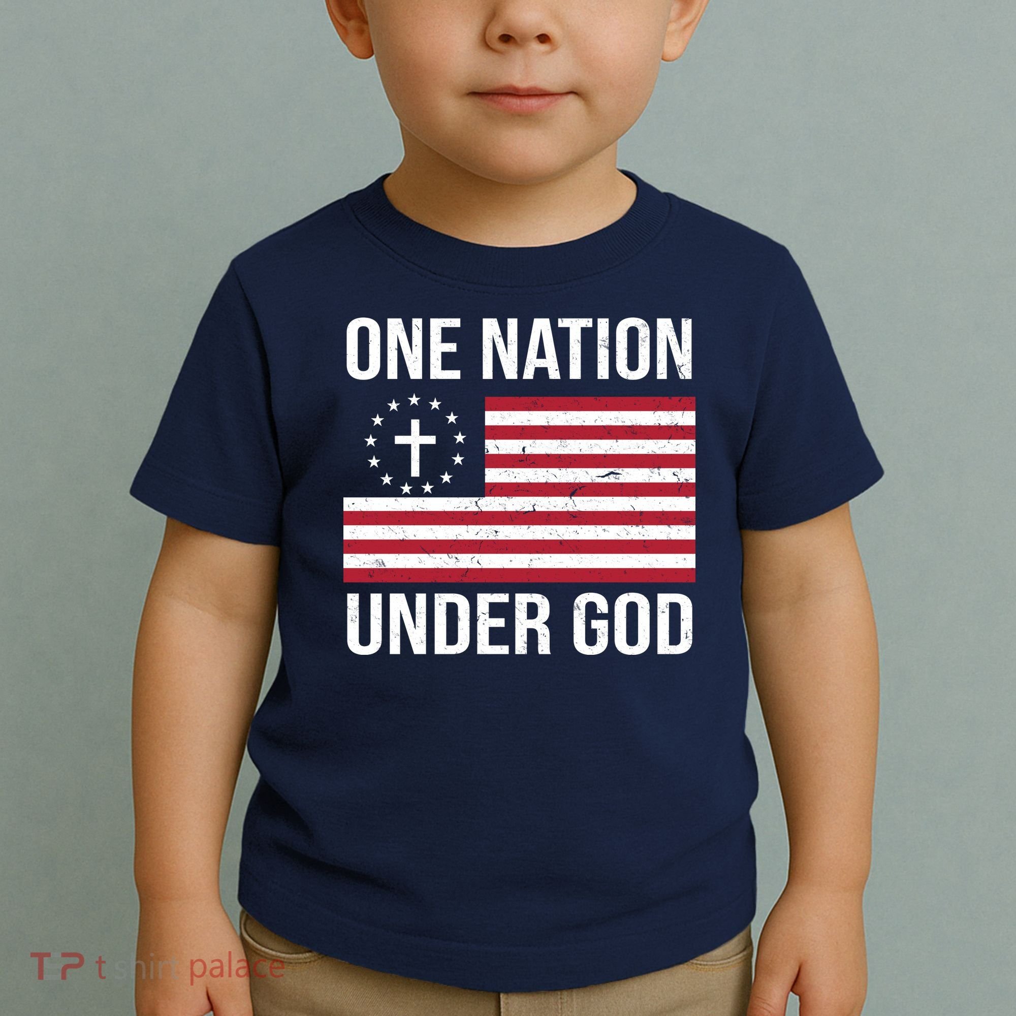 One Nation Under God American Christian Flag Toddler T-Shirt