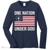 One Nation Under God American Christian Flag Women's Long Sleeve Shirt thumb 0