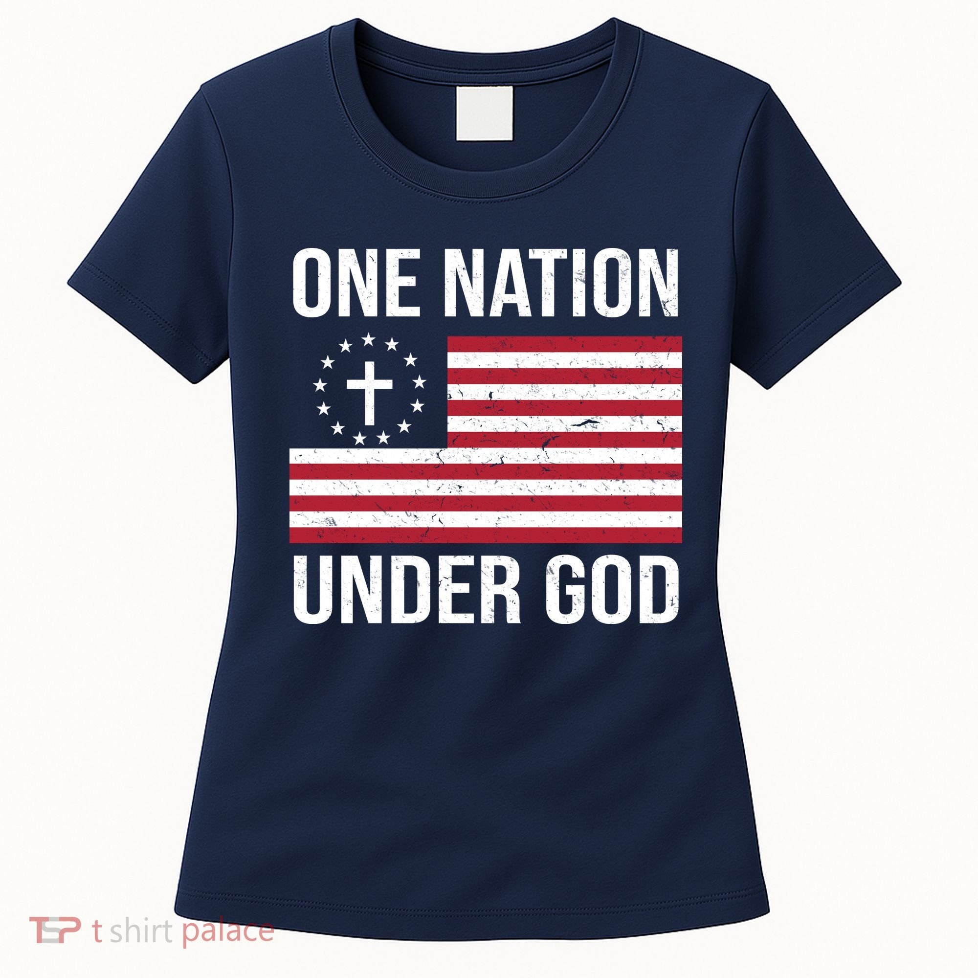 One Nation Under God American Christian Flag Women's T-Shirt