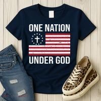 One Nation Under God American Christian Flag Women's T-Shirt thumb 3