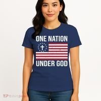 One Nation Under God American Christian Flag Women's T-Shirt thumb 4