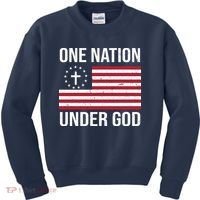 One Nation Under God American Christian Flag Kids Sweatshirt thumb 0