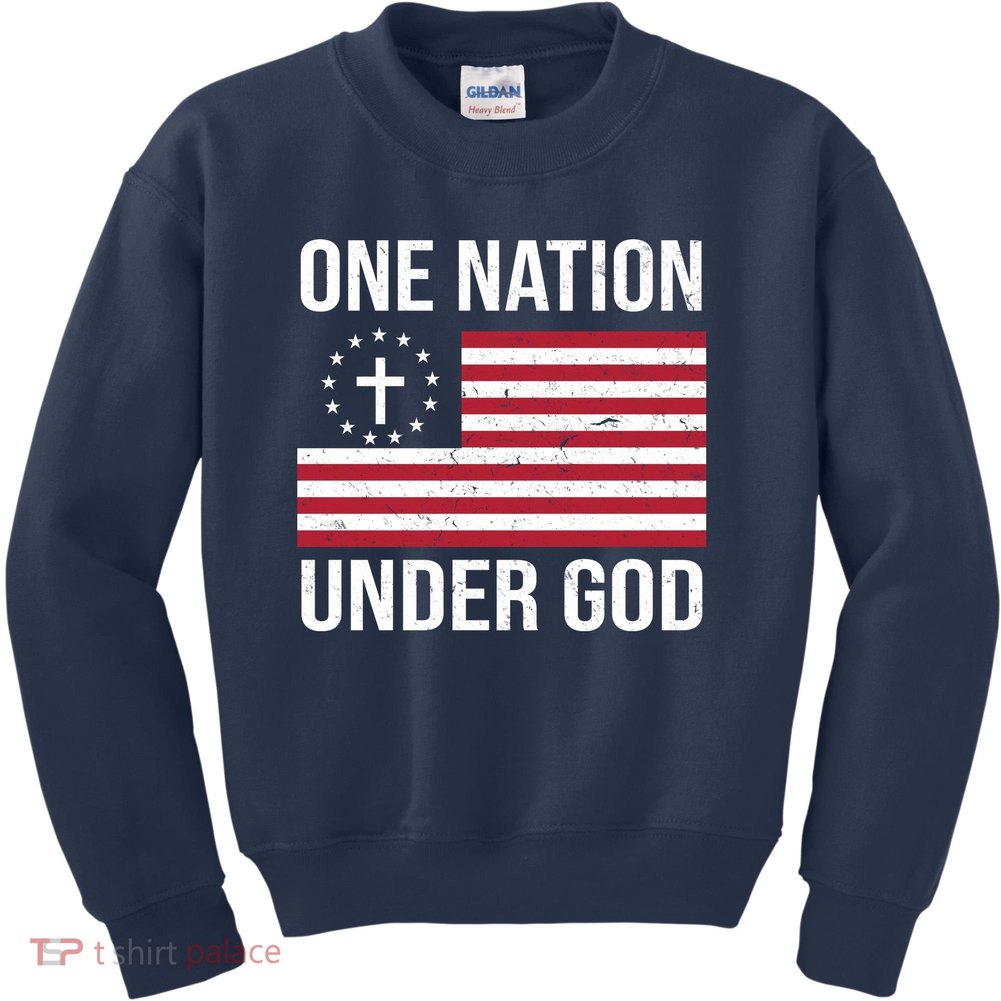 One Nation Under God American Christian Flag Kids Sweatshirt