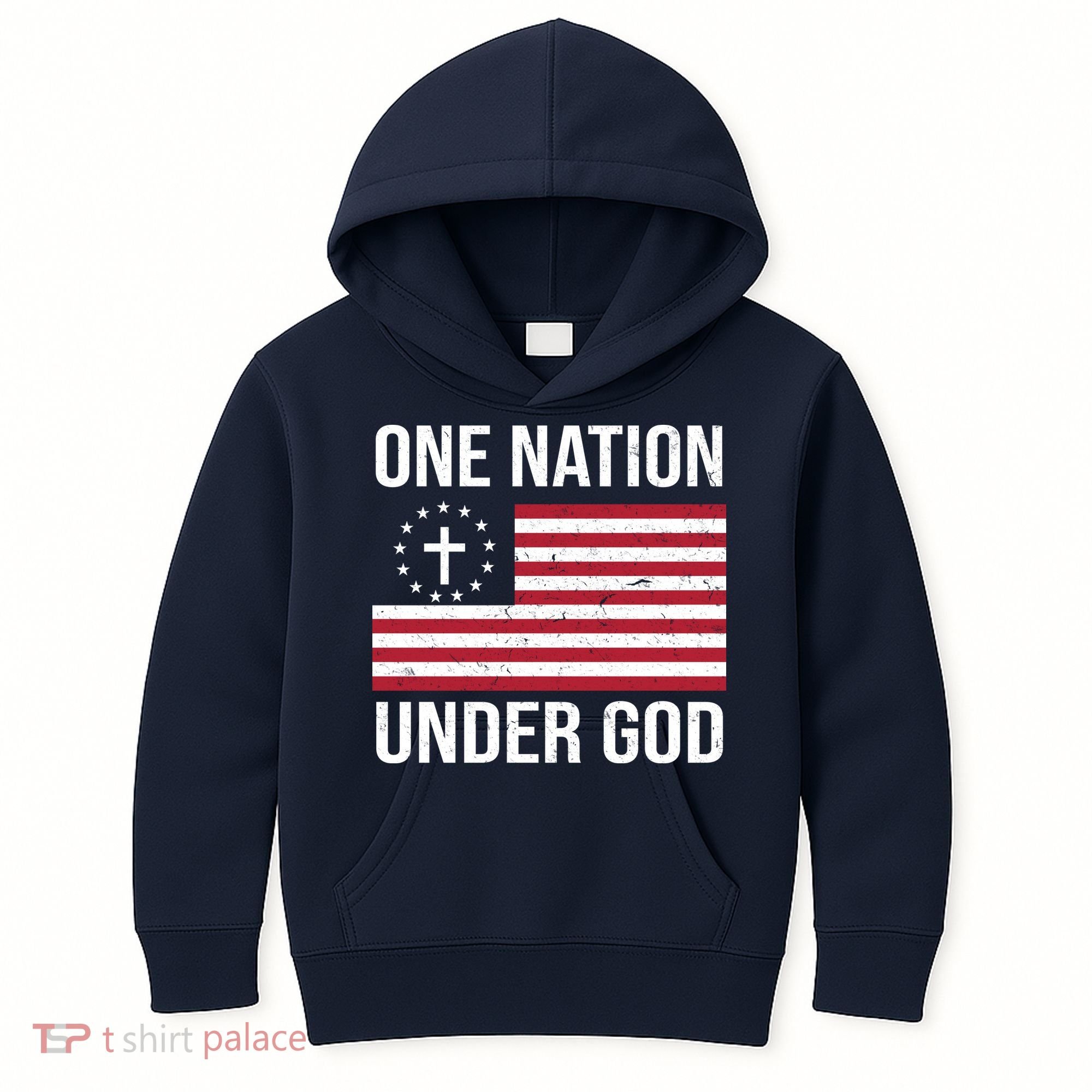 One Nation Under God American Christian Flag Kids Hoodie