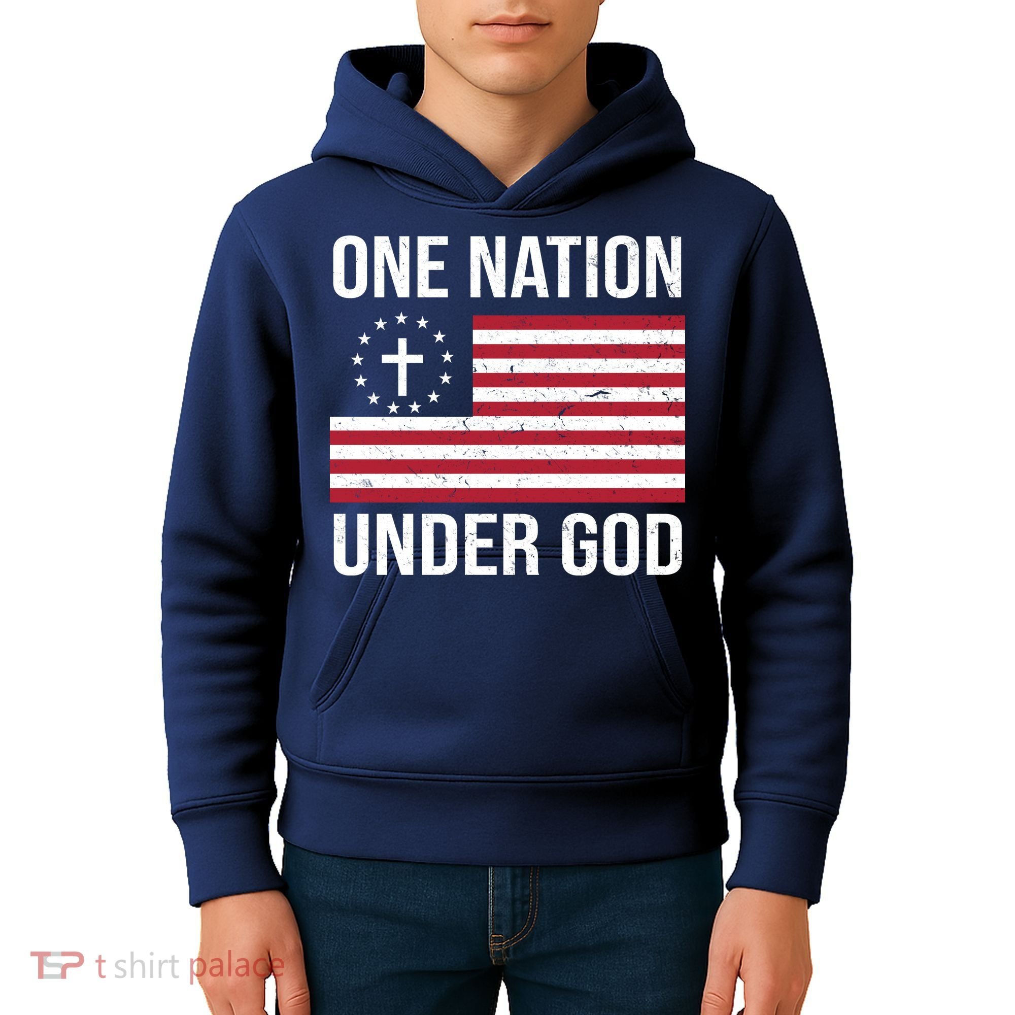 One Nation Under God American Christian Flag Kids Hoodie
