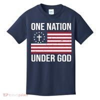 One Nation Under God American Christian Flag Kids T-Shirt thumb 0