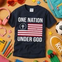 One Nation Under God American Christian Flag Kids T-Shirt thumb 3