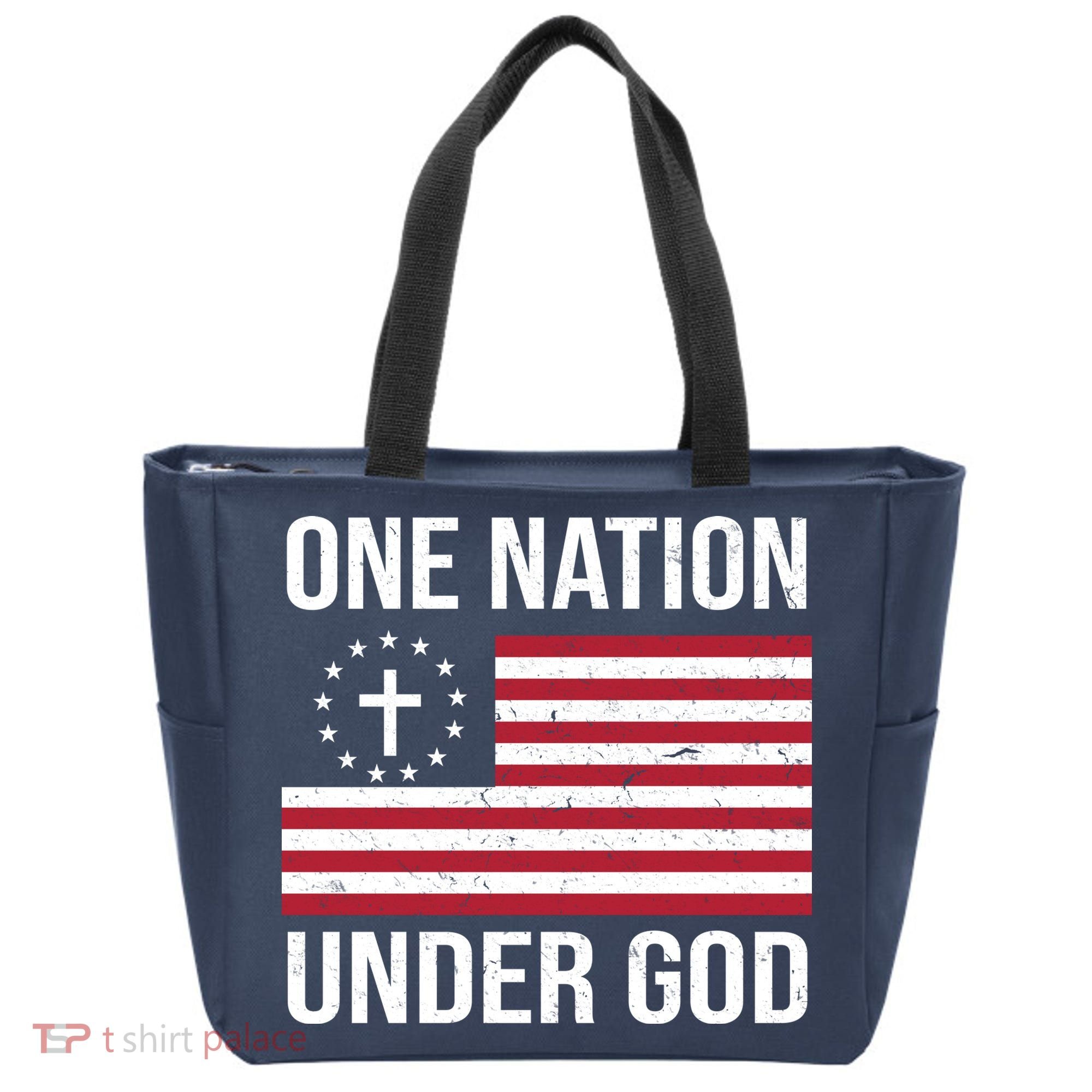 One Nation Under God American Christian Flag Tote Bag
