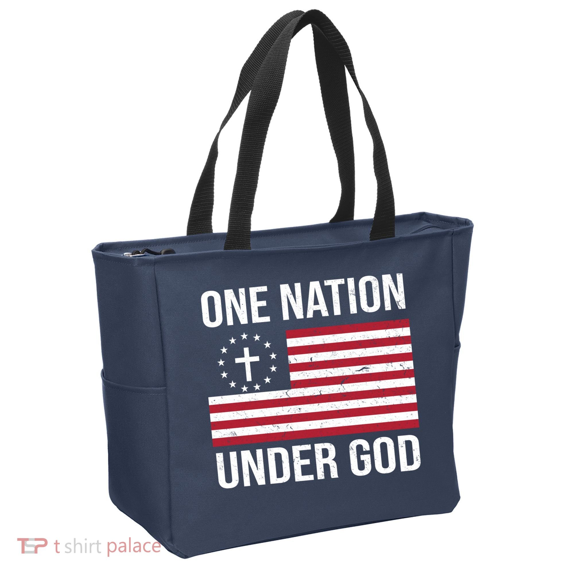 One Nation Under God American Christian Flag Tote Bag