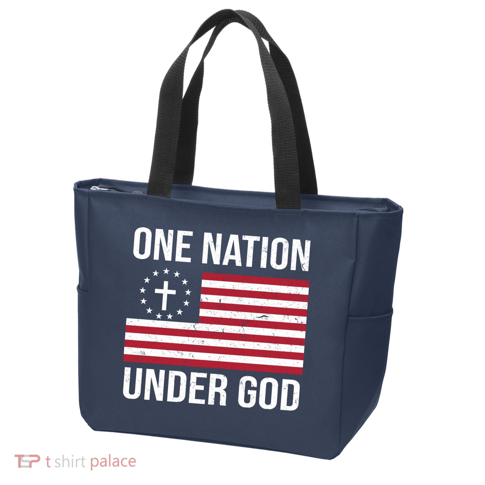 One Nation Under God American Christian Flag Tote Bag