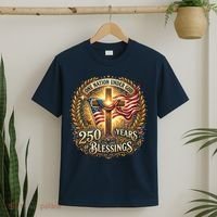 One Nation Under God 250 Years Of Blessings EST 1776 Vintage Gold Emblem T-Shirt thumb 2