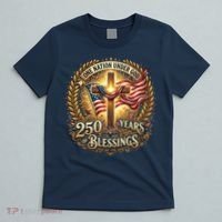 One Nation Under God 250 Years Of Blessings EST 1776 Vintage Gold Emblem T-Shirt thumb 5