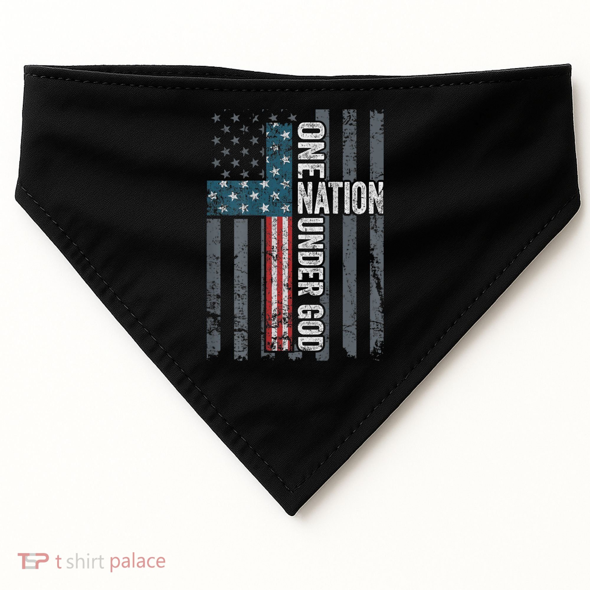 ONE NATION UNDER GOD USA Cross Flag Christian ON BACK USA-Made Doggie Bandana