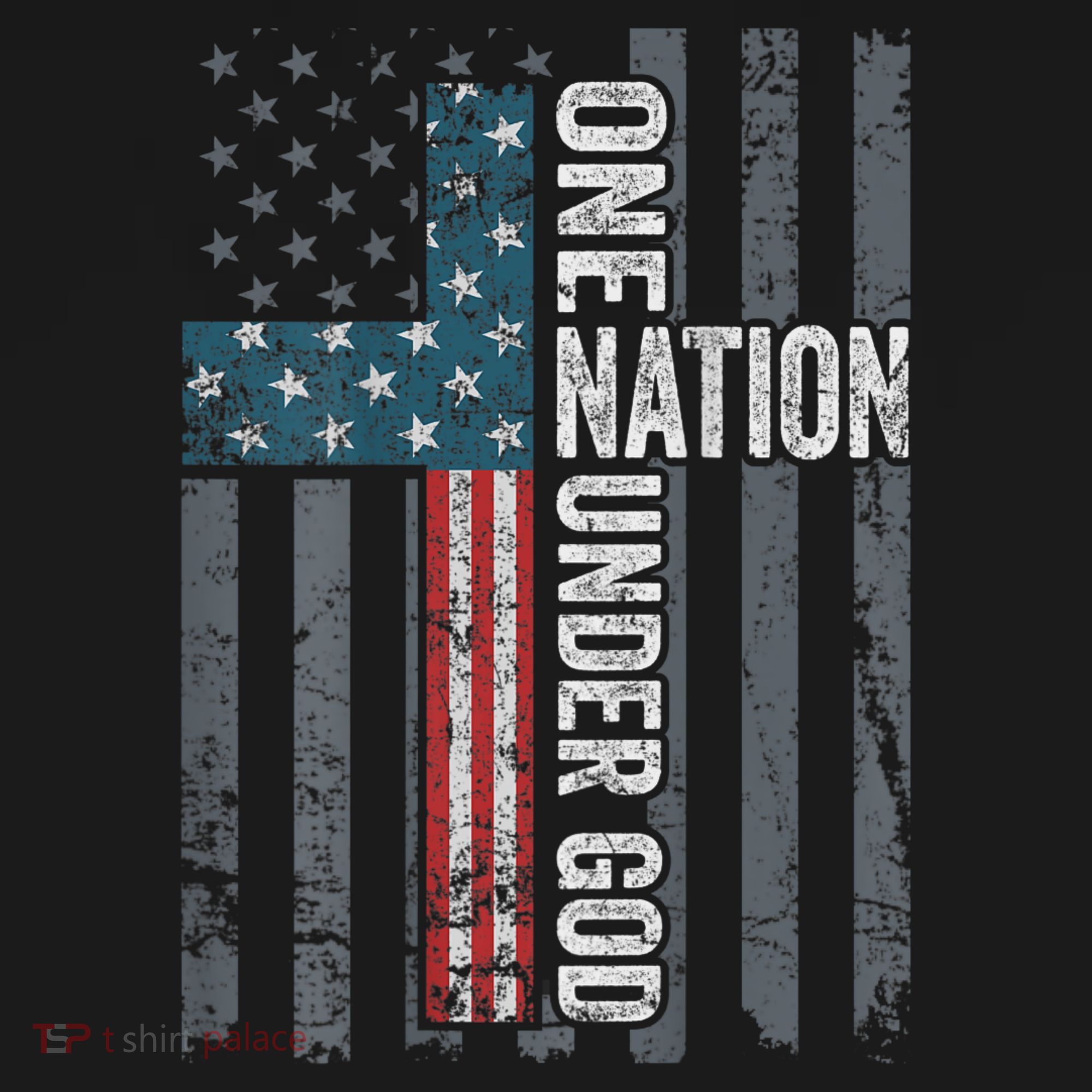 ONE NATION UNDER GOD USA Cross Flag Christian ON BACK Polo