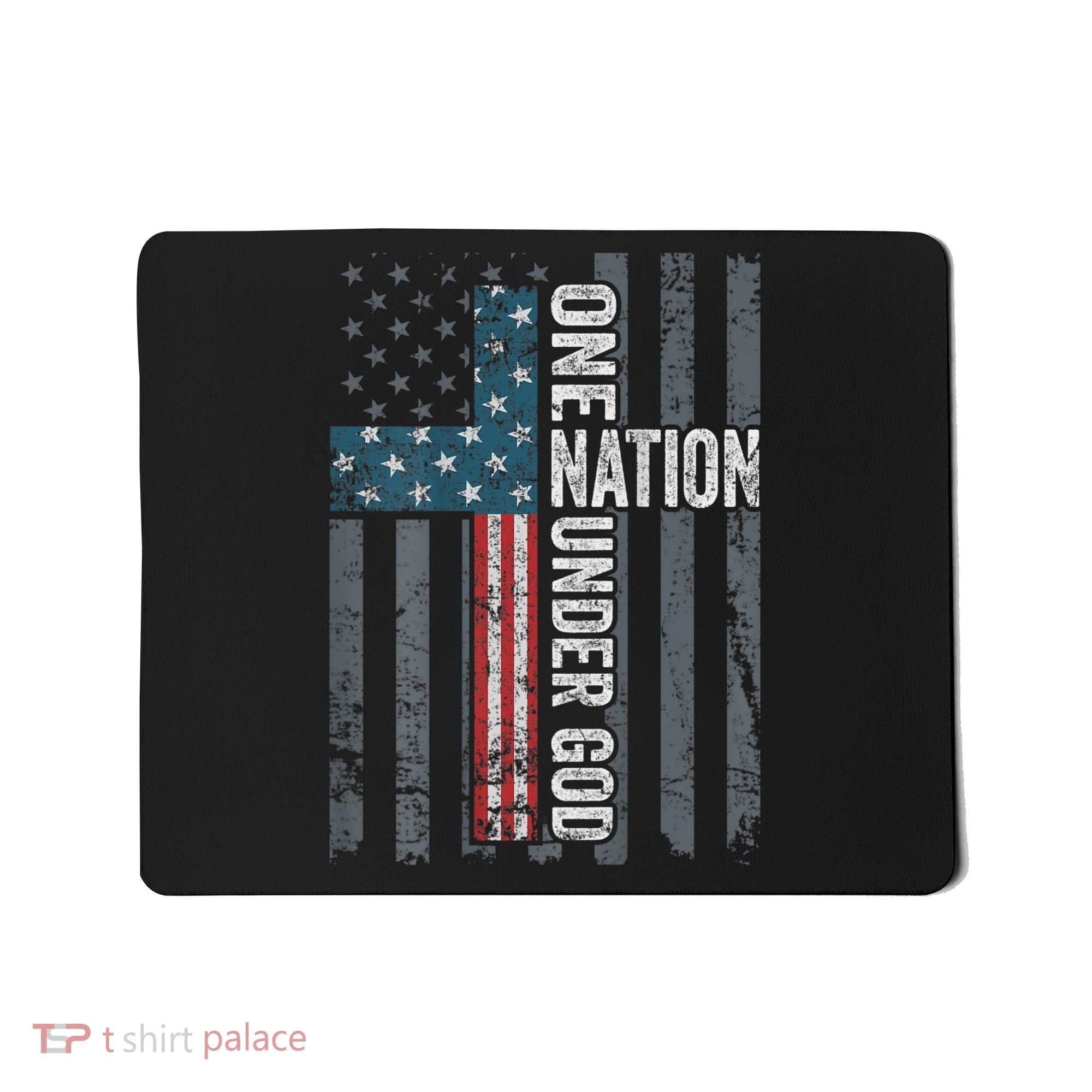 ONE NATION UNDER GOD USA Cross Flag Christian ON BACK Mousepad