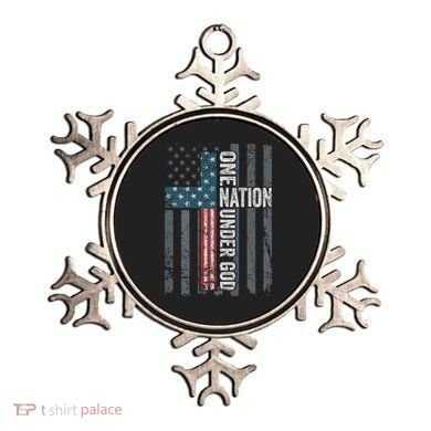 ONE NATION UNDER GOD USA Cross Flag Christian ON BACK Ornament
