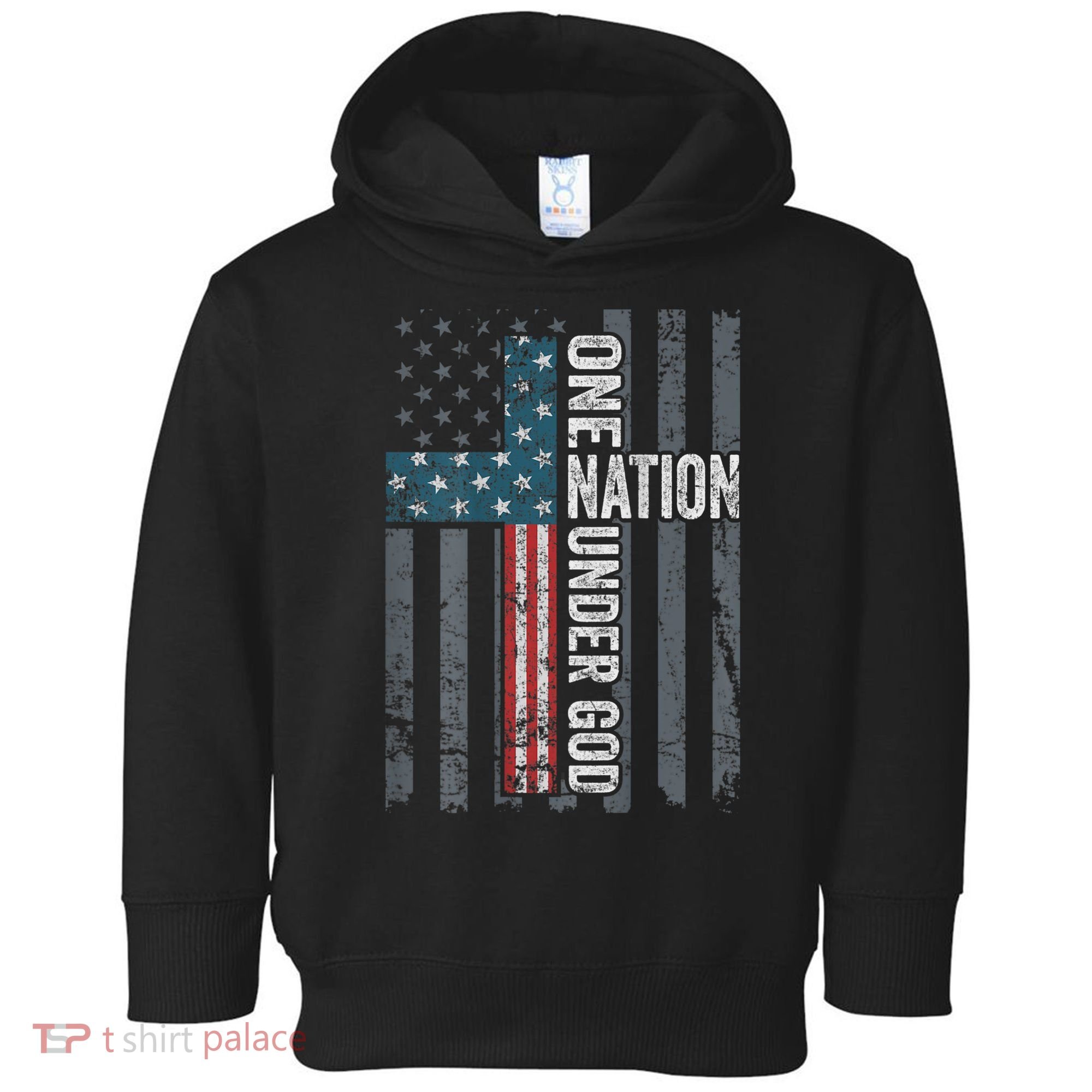 ONE NATION UNDER GOD USA Cross Flag Christian ON BACK Toddler Hoodie
