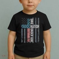ONE NATION UNDER GOD USA Cross Flag Christian ON BACK Toddler T-Shirt thumb 2
