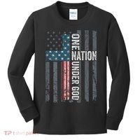 ONE NATION UNDER GOD USA Cross Flag Christian ON BACK Kids Long Sleeve Shirt thumb 0