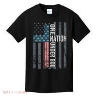 ONE NATION UNDER GOD USA Cross Flag Christian ON BACK Kids T-Shirt thumb 0