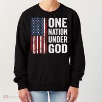 One Nation Under God Patriotic Christian Usa Flag Women's Sweatshirt thumb 0