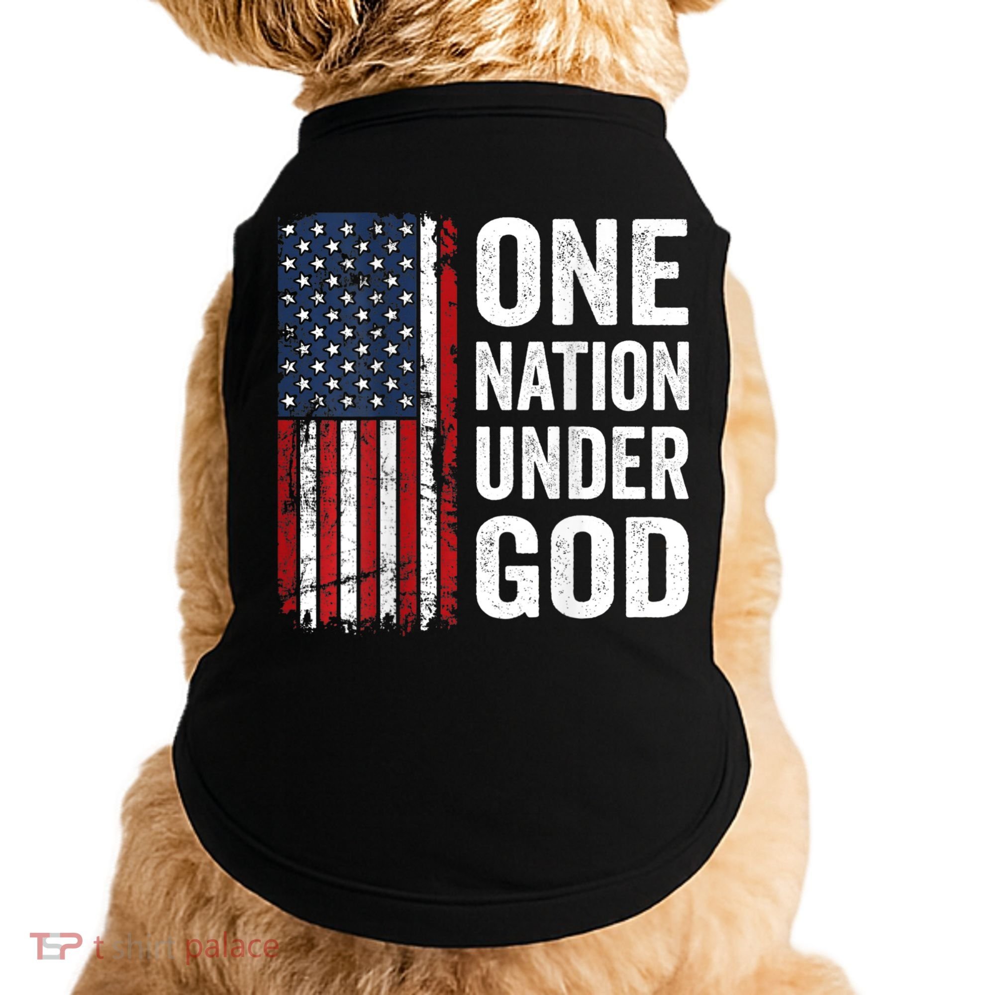 One Nation Under God Patriotic Christian Usa Flag Doggie Tank