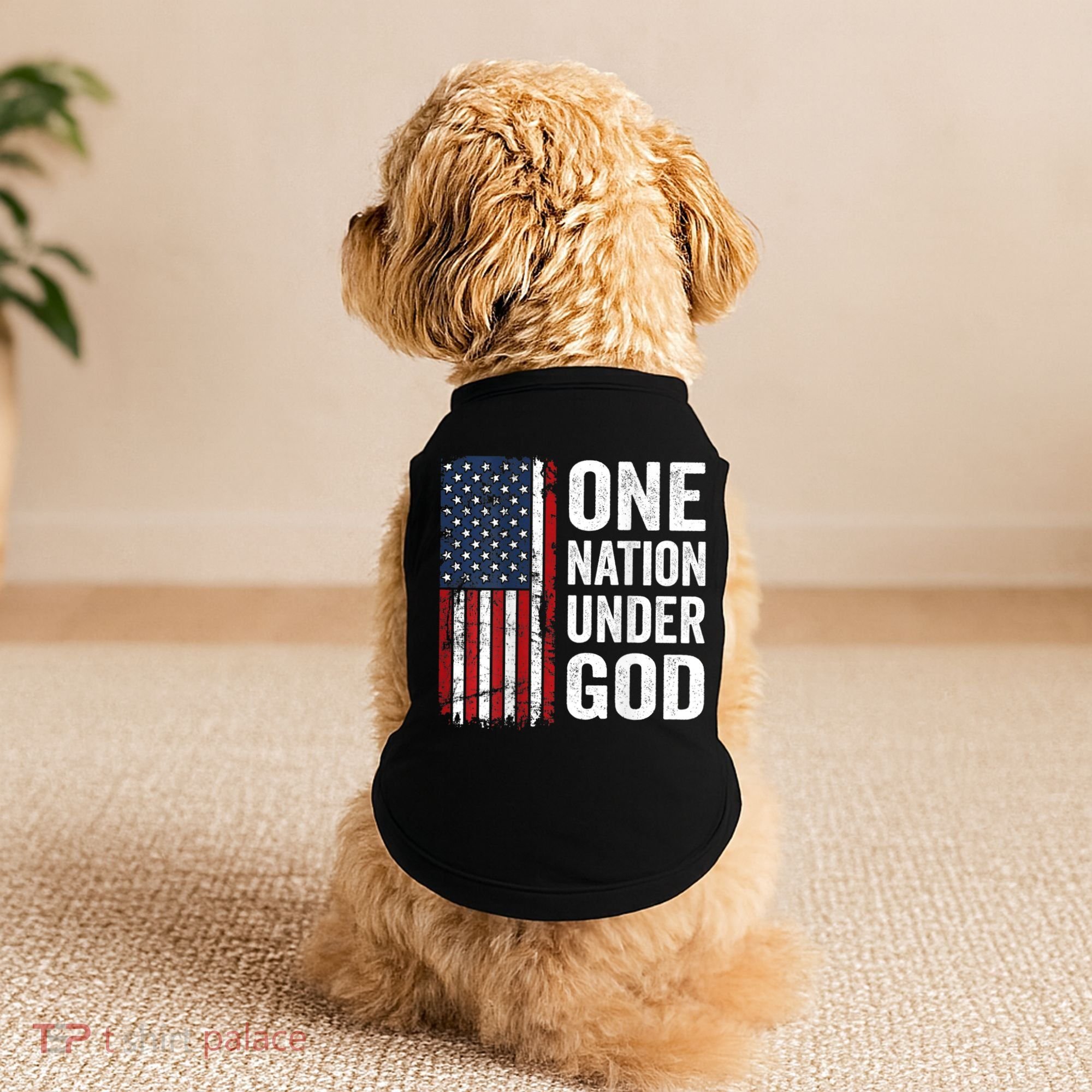 One Nation Under God Patriotic Christian Usa Flag Doggie Tank