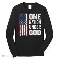 One Nation Under God Patriotic Christian Usa Flag Long Sleeve Shirt thumb 0
