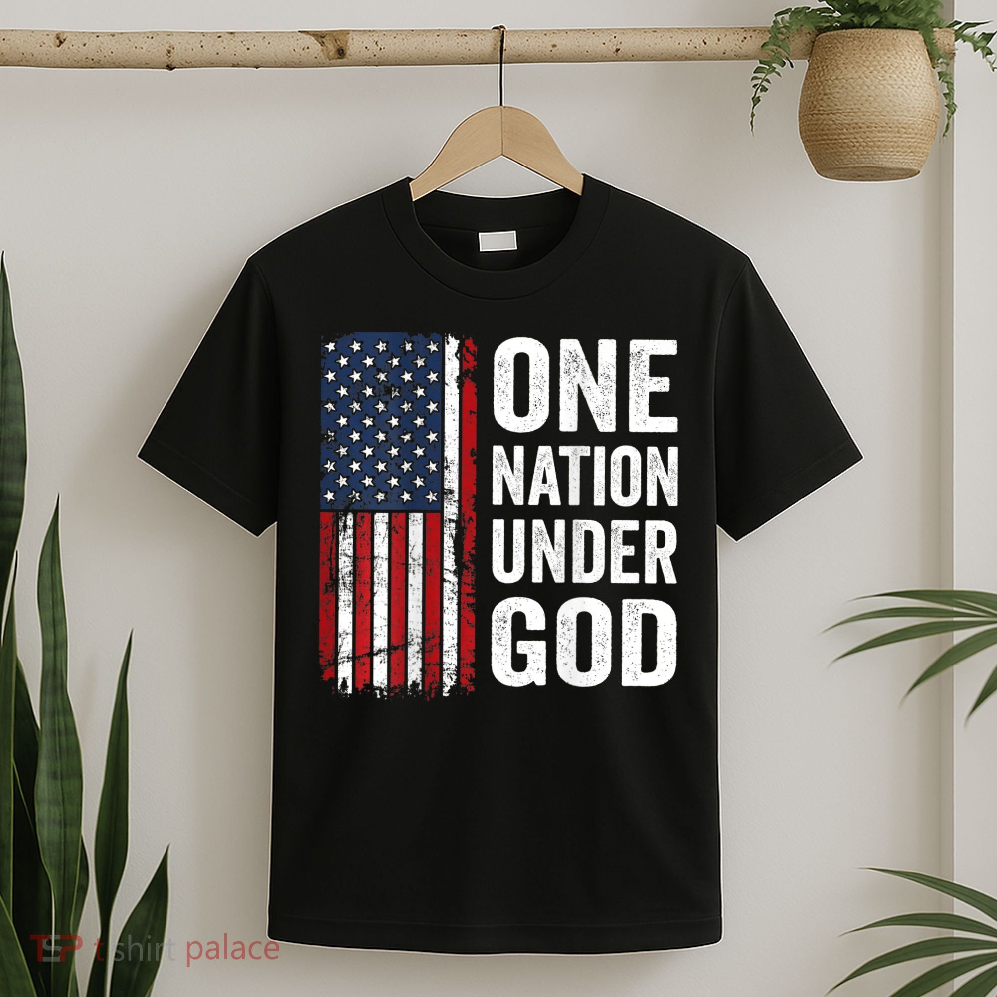 One Nation Under God Patriotic Christian Usa Flag T-Shirt