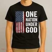 One Nation Under God Patriotic Christian Usa Flag T-Shirt thumb 3