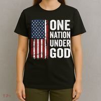 One Nation Under God Patriotic Christian Usa Flag T-Shirt thumb 4