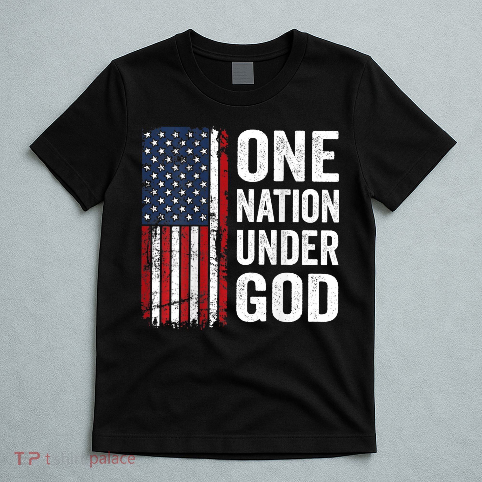 One Nation Under God Patriotic Christian Usa Flag T-Shirt