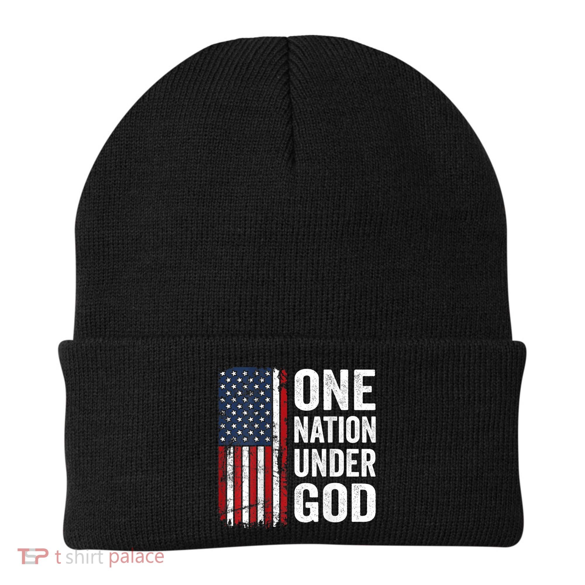 One Nation Under God Patriotic Christian Usa Flag Beanie
