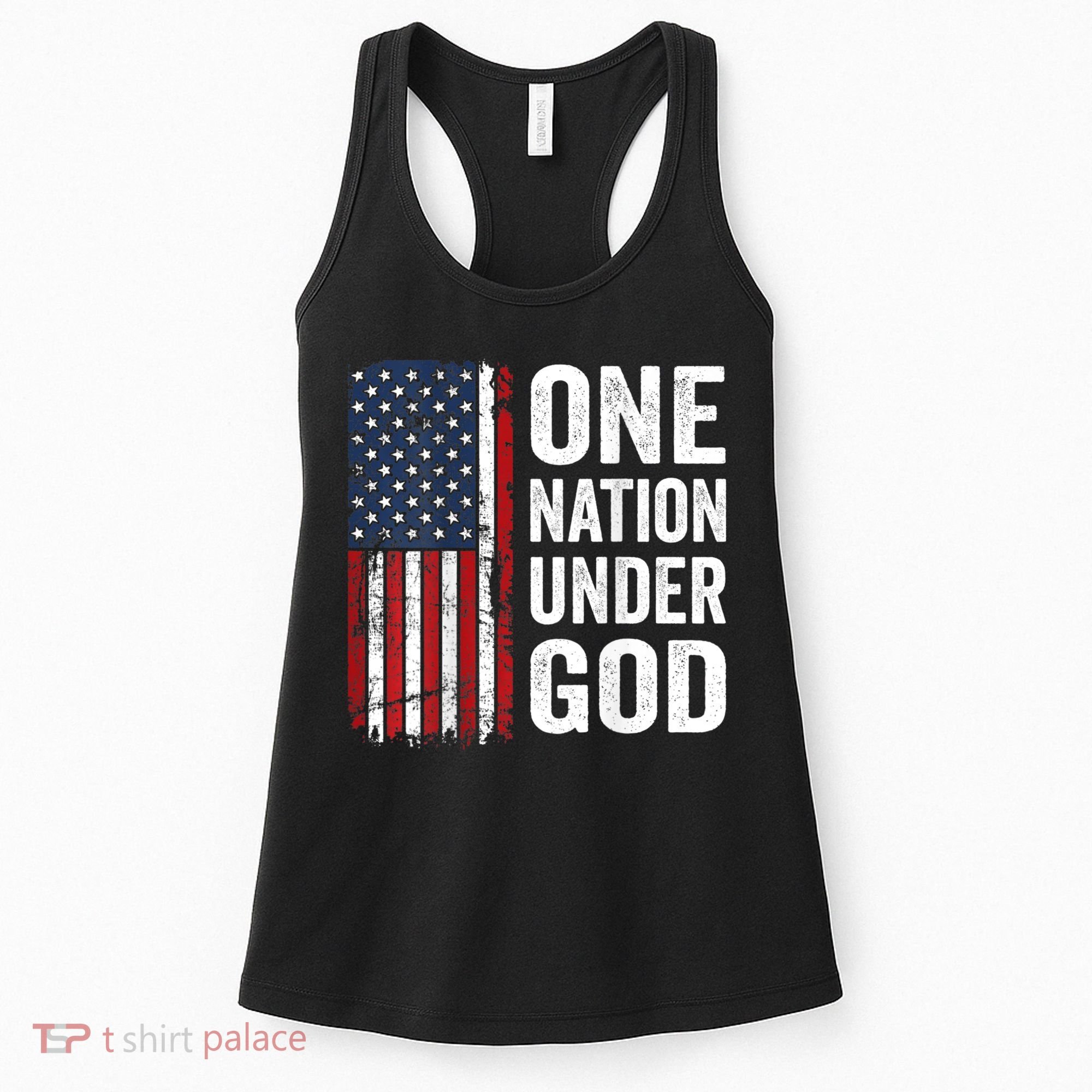 One Nation Under God Patriotic Christian Usa Flag Women's Tank Top